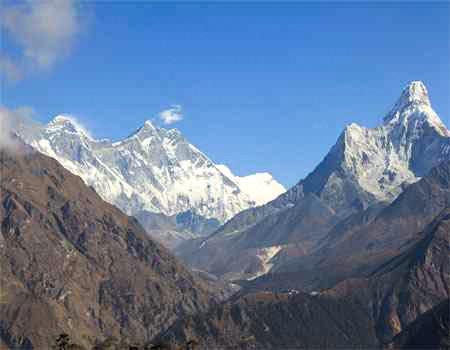 mt.amadablam, nuptse, lhotse, and everest view from everest view hotel.