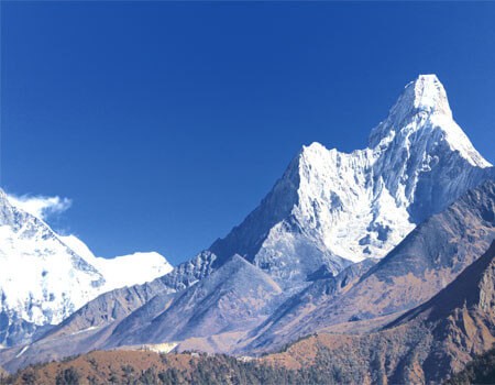 mt. amadablam from tengboche in winter