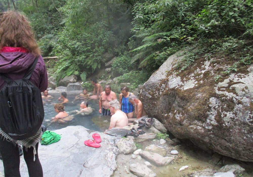 jhinu hot spring, trekkers are enjoying with natural hot water