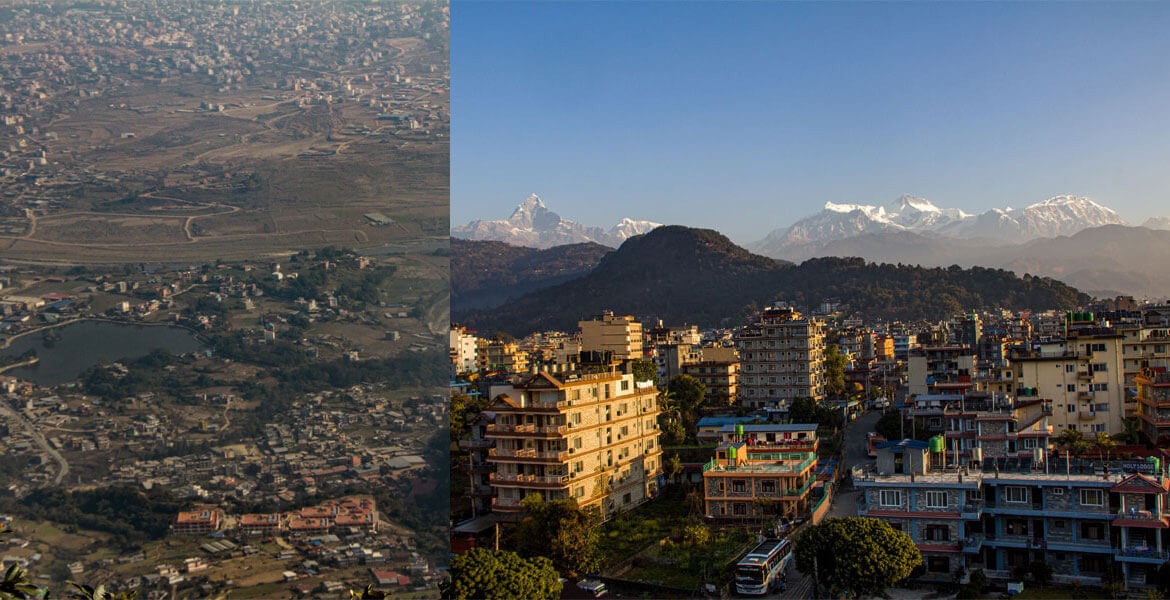kathmandu valley, pokhara city and annapurna himalayas from pokhara travel