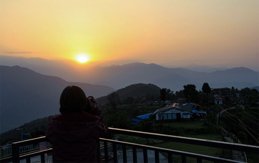 unblocked sunrise from dhampus village on dhampus sarangkot trek.