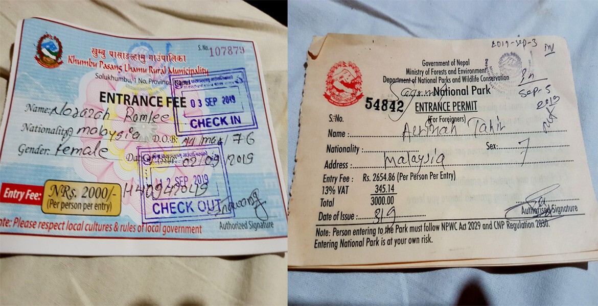 Everest base camp trek permit cost