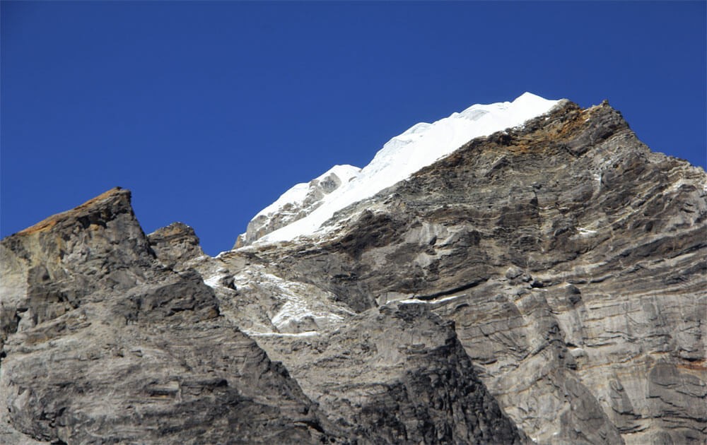 beautiful view of lobuche peak on lobuche peak climbing.