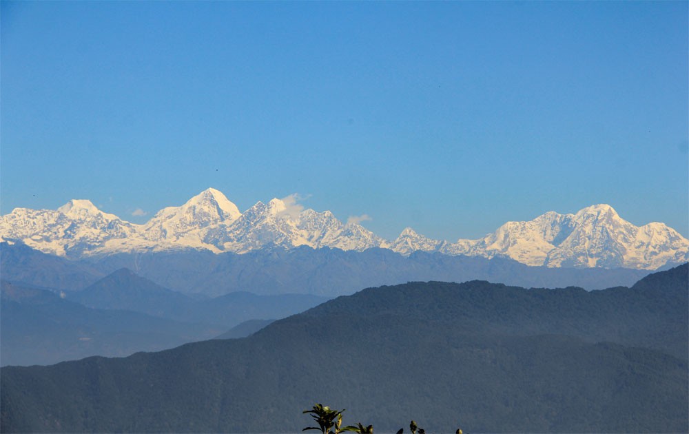 mountain views from shivapuri hill with the blue sky on a clear day during the shivapuri hike