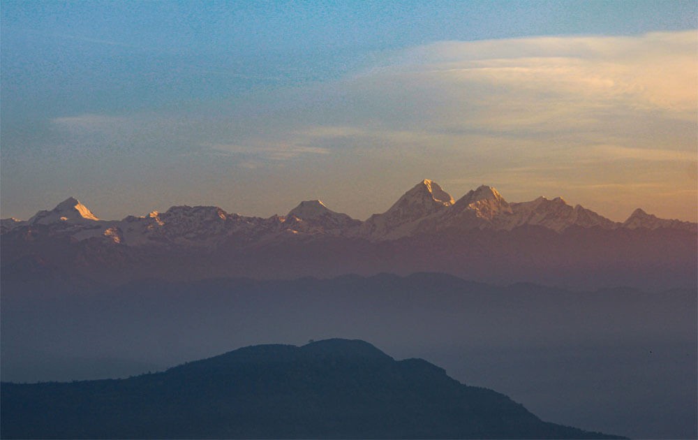 morning view of langtang himalayas from nagarkot hill station on nagarkot changunarayan hike.